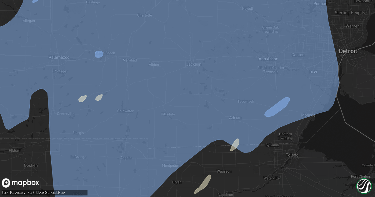 Hail map in Jerome, MI on May 18, 2026