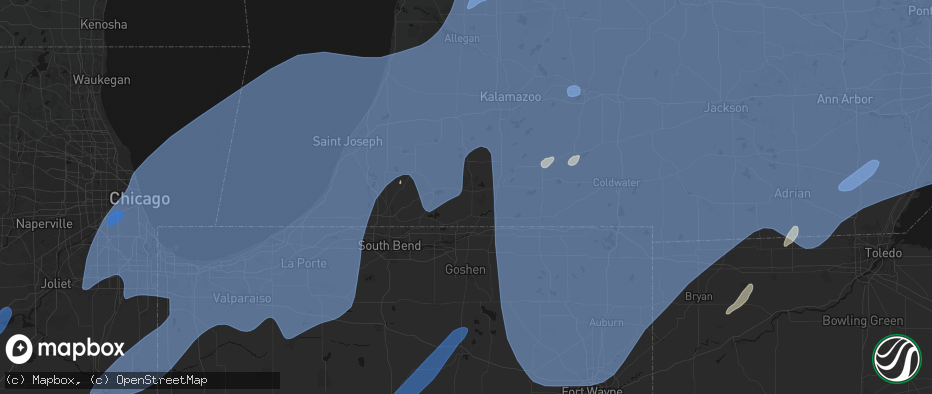 Hail map in Jones, MI on May 18, 2026