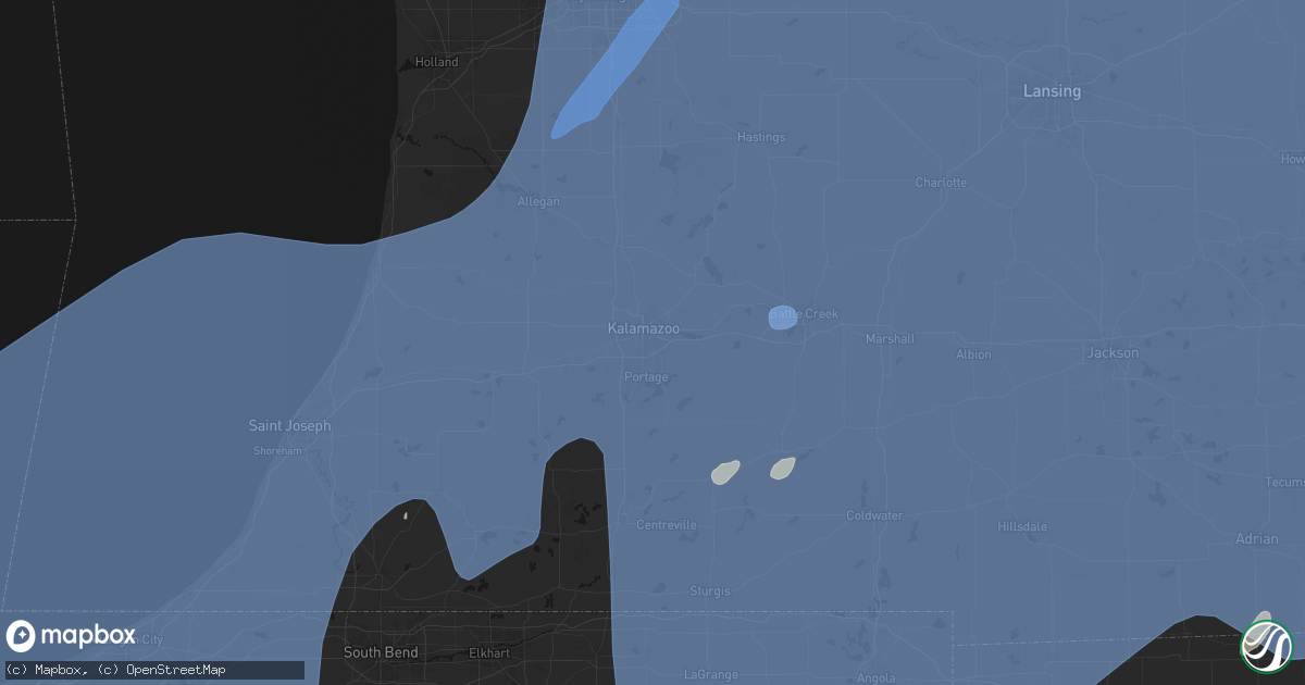 Hail map in Kalamazoo, MI on May 18, 2026