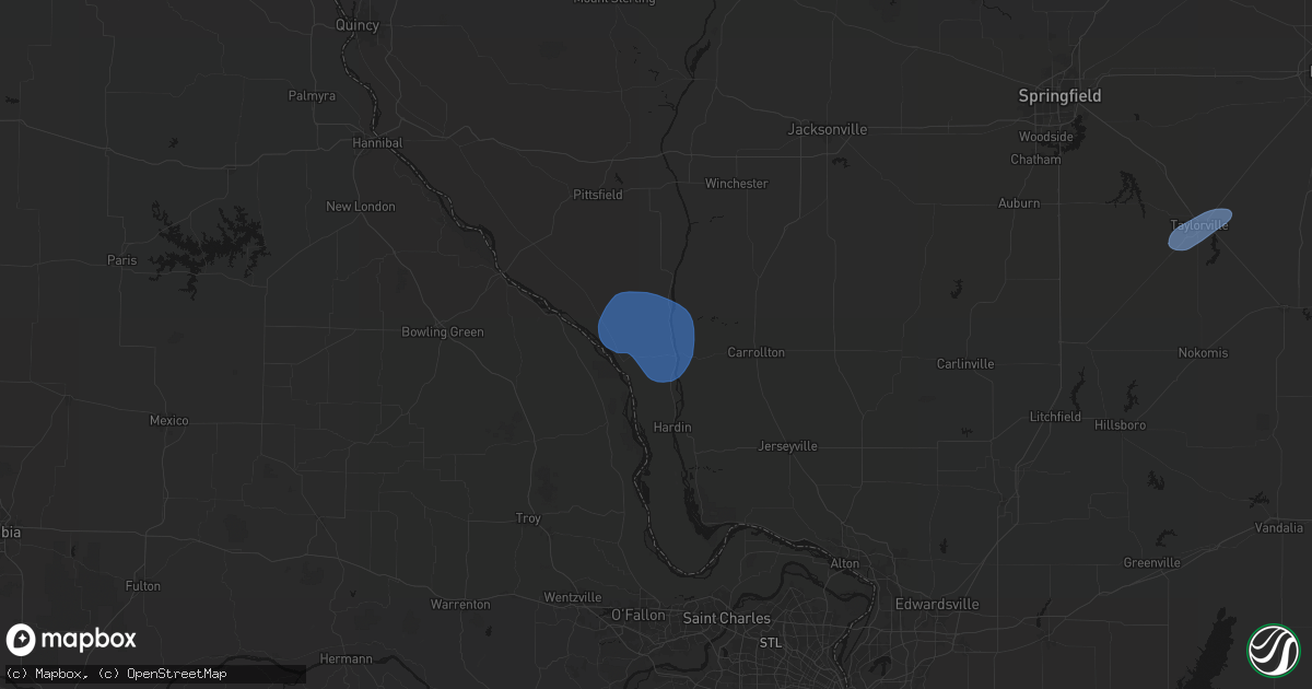 Hail map in Kampsville, IL on May 18, 2026