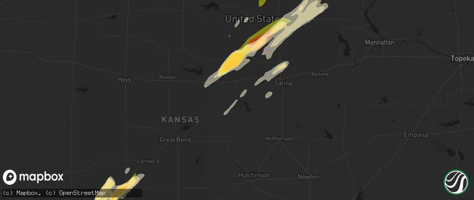 Hail map in Kanopolis, KS on May 18, 2026