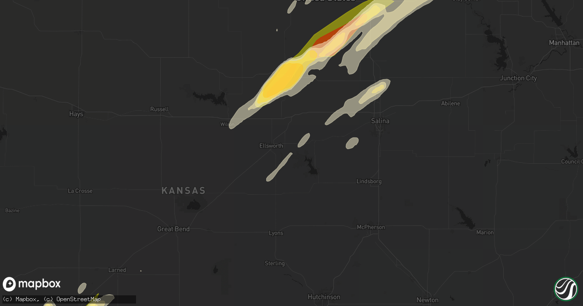 Hail map in Kanopolis, KS on May 18, 2026