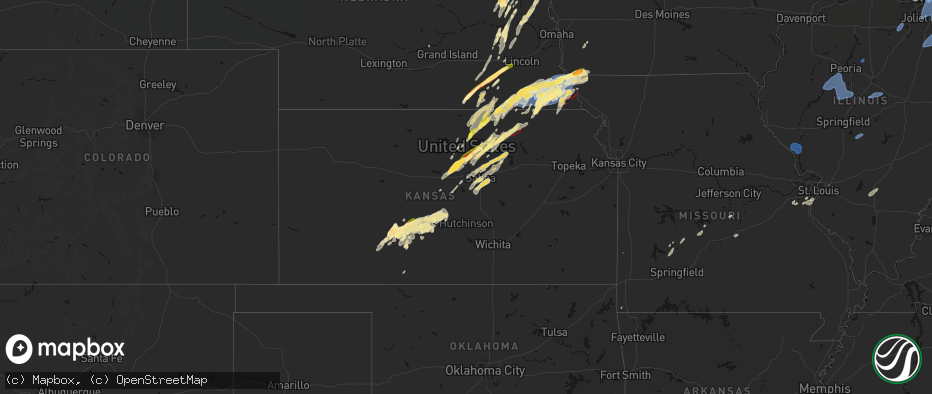 Hail map in Kansas on May 18, 2026