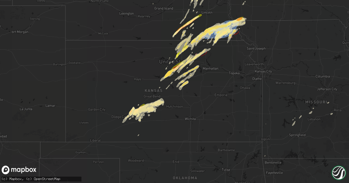 Hail map in Kansas on May 18, 2026