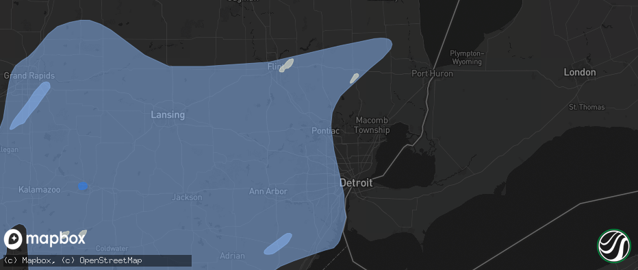 Hail map in Keego Harbor, MI on May 18, 2026