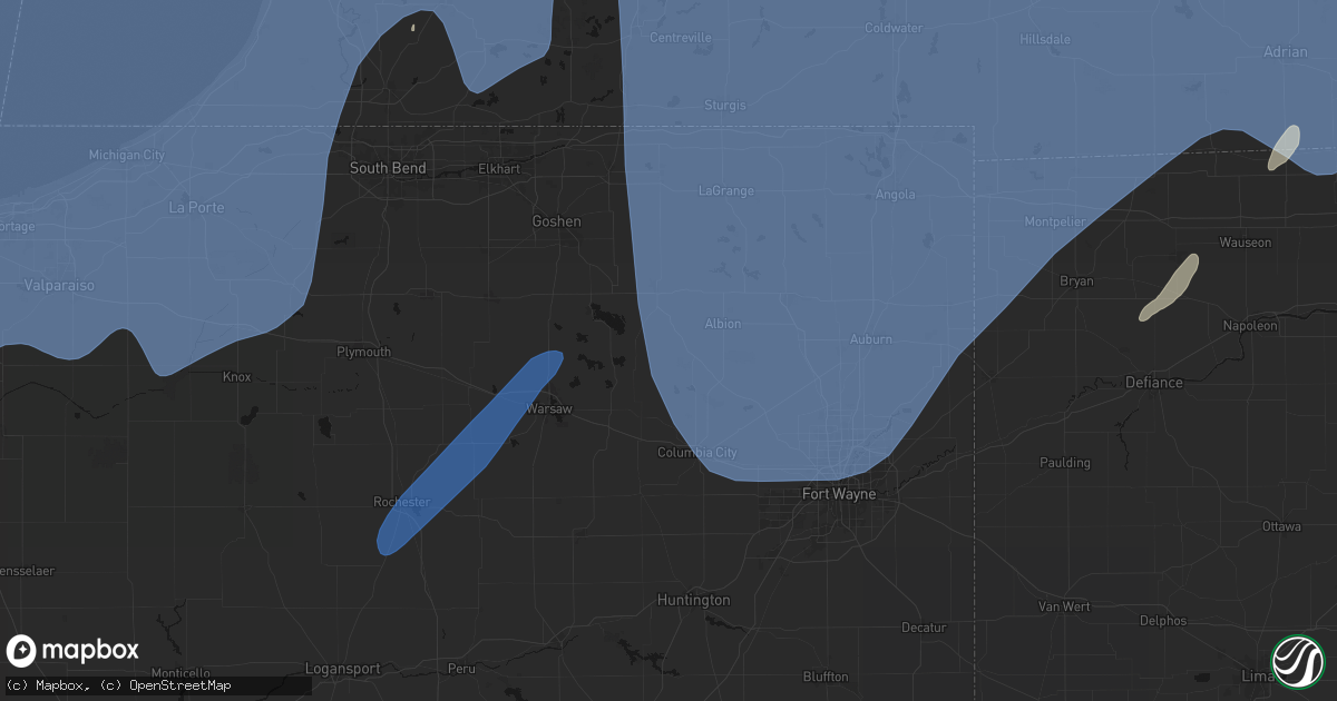 Hail map in Kimmell, IN on May 18, 2026