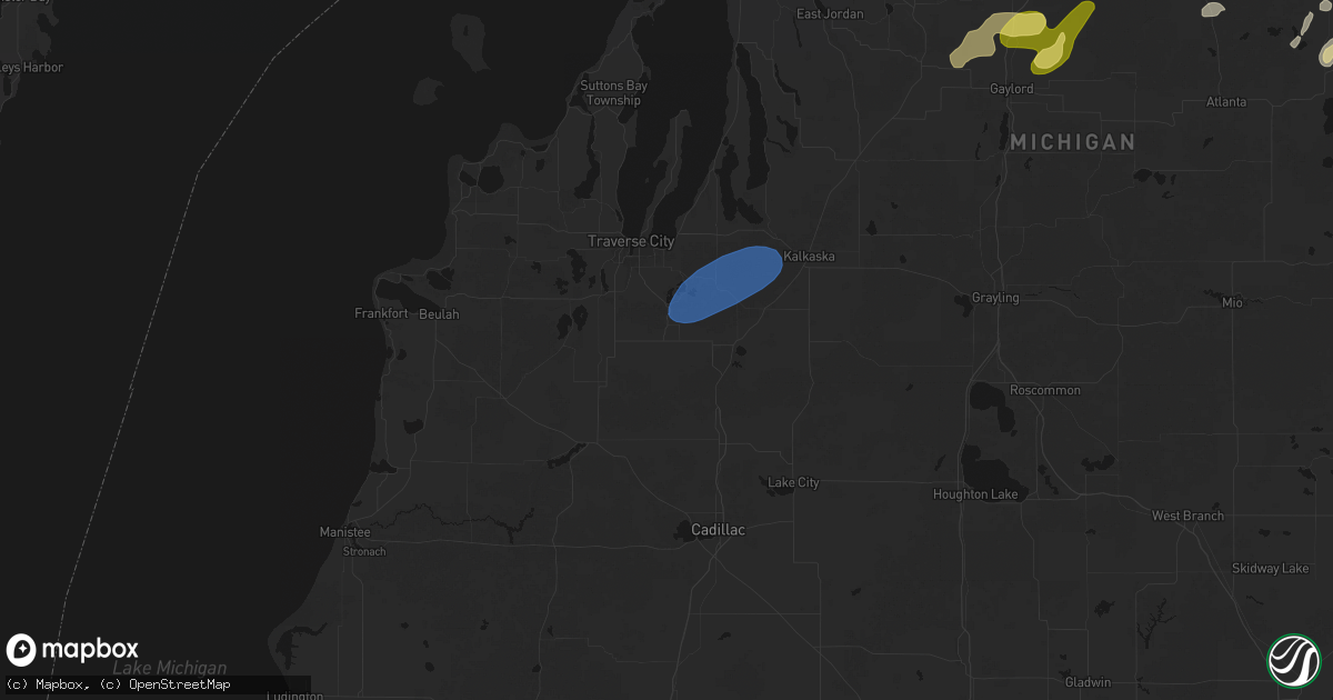 Hail map in Kingsley, MI on May 18, 2026