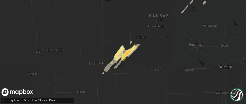 Hail map in Kinsley, KS on May 18, 2026