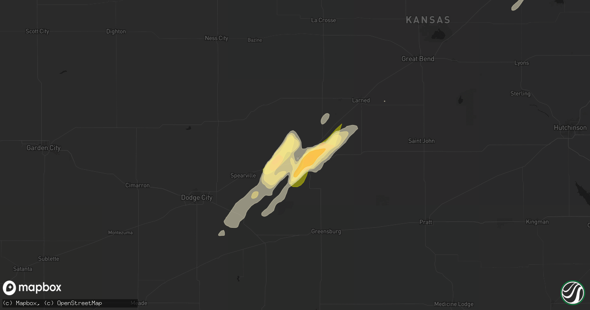 Hail map in Kinsley, KS on May 18, 2026