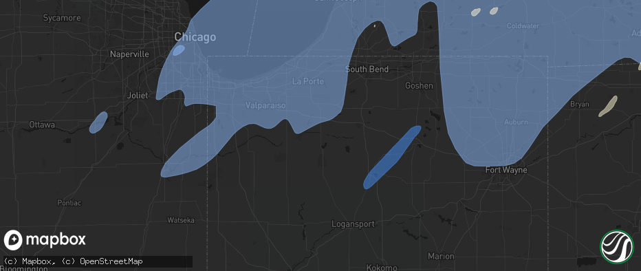 Hail map in Knox, IN on May 18, 2026