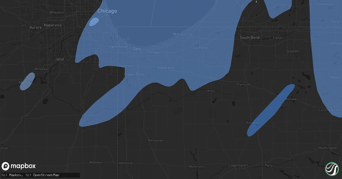Hail map in Kouts, IN on May 18, 2026