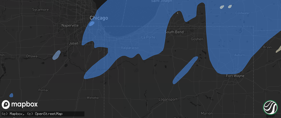 Hail map in La Crosse, IN on May 18, 2026