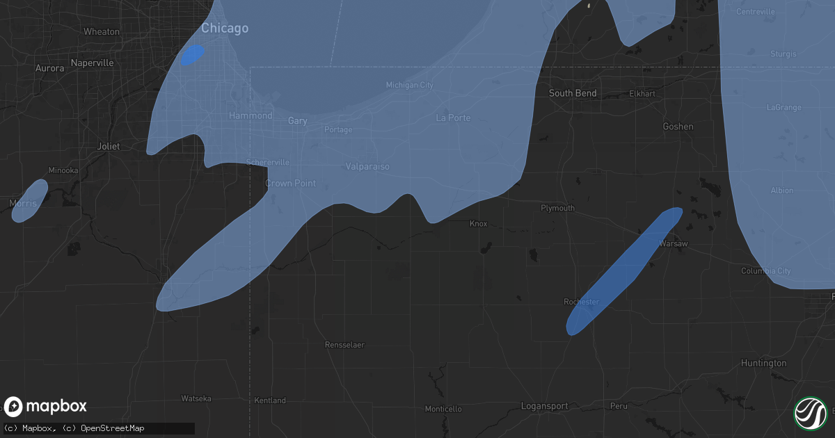 Hail map in La Crosse, IN on May 18, 2026