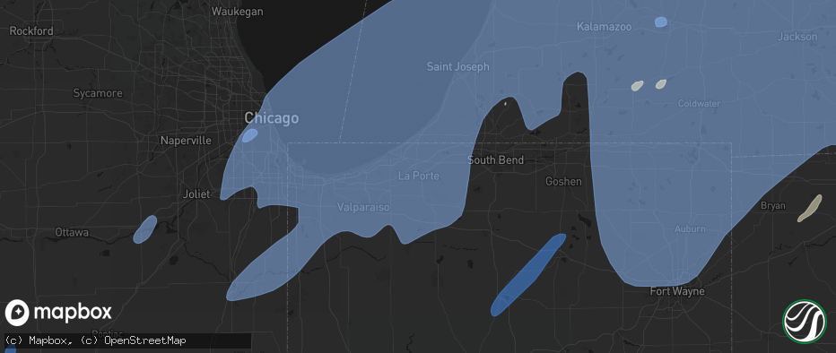 Hail map in La Porte, IN on May 18, 2026