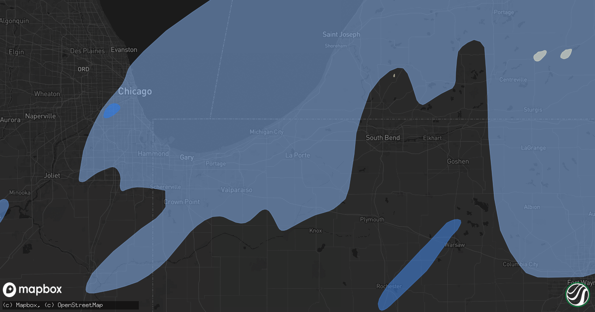 Hail map in La Porte, IN on May 18, 2026