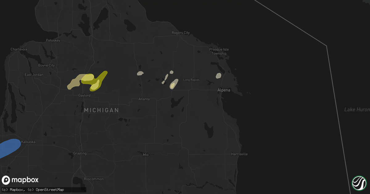 Hail map in Lachine, MI on May 18, 2026