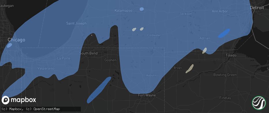 Hail map in Lagrange, IN on May 18, 2026