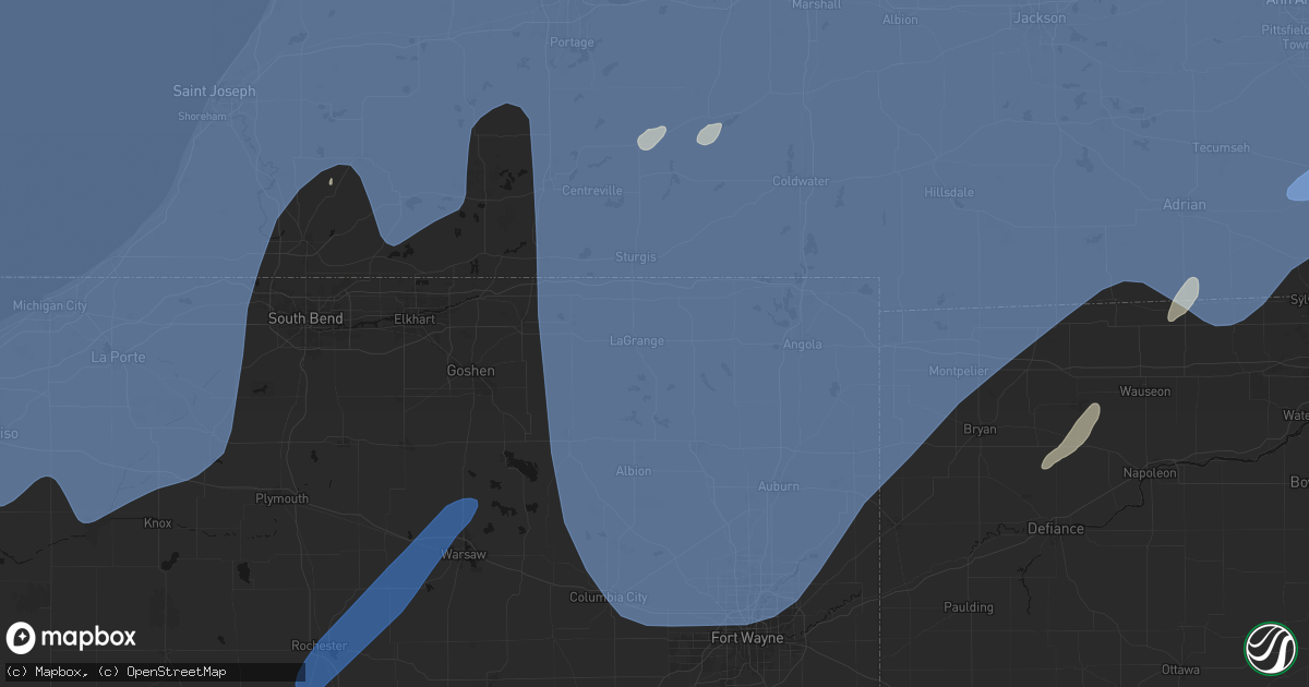 Hail map in Lagrange, IN on May 18, 2026