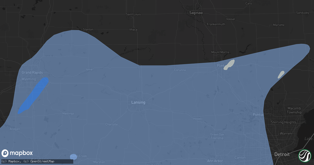 Hail map in Laingsburg, MI on May 18, 2026