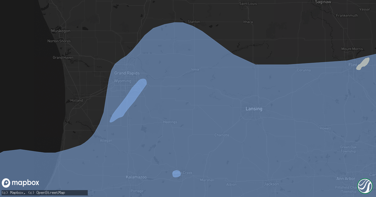 Hail map in Lake Odessa, MI on May 18, 2026