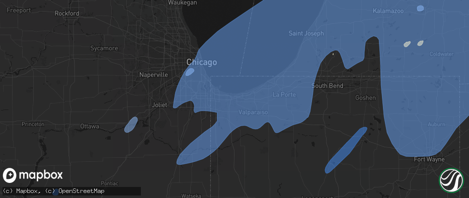 Hail map in Lake Station, IN on May 18, 2026