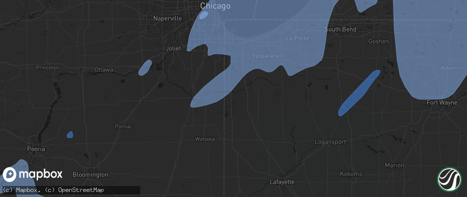 Hail map in Lake Village, IN on May 18, 2026