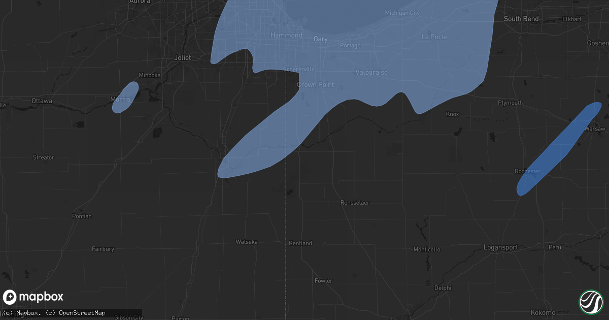 Hail map in Lake Village, IN on May 18, 2026