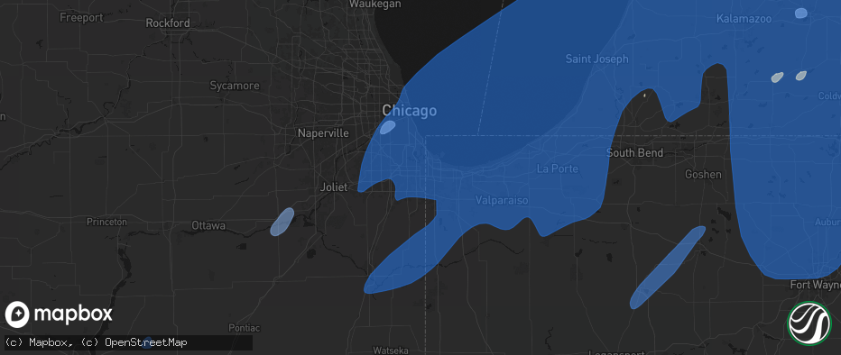 Hail map in Lansing, IL on May 18, 2026