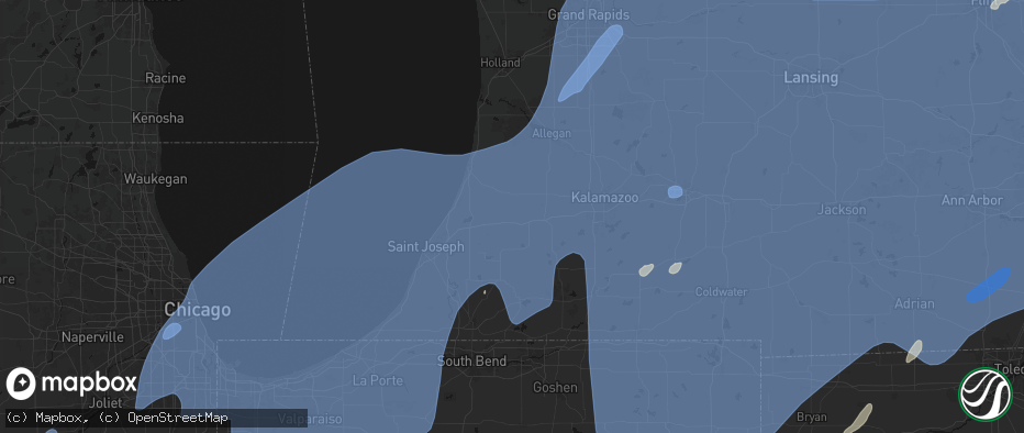 Hail map in Lawrence, MI on May 18, 2026