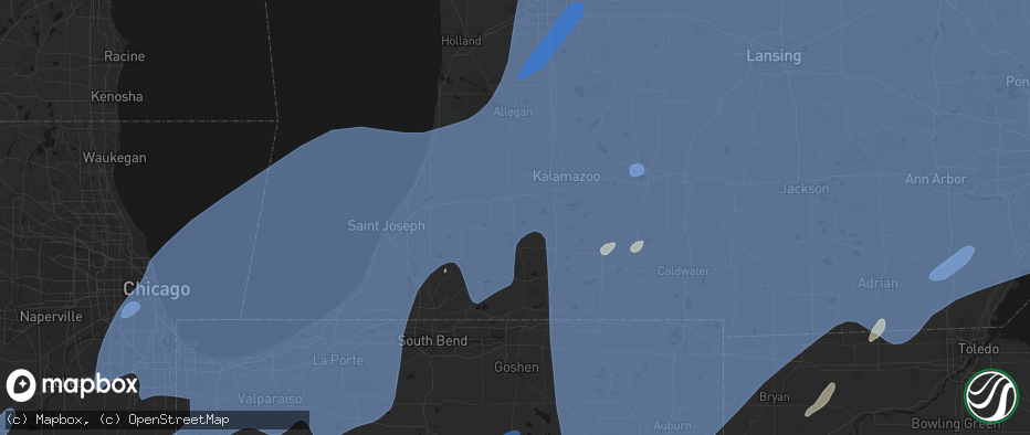 Hail map in Lawton, MI on May 18, 2026
