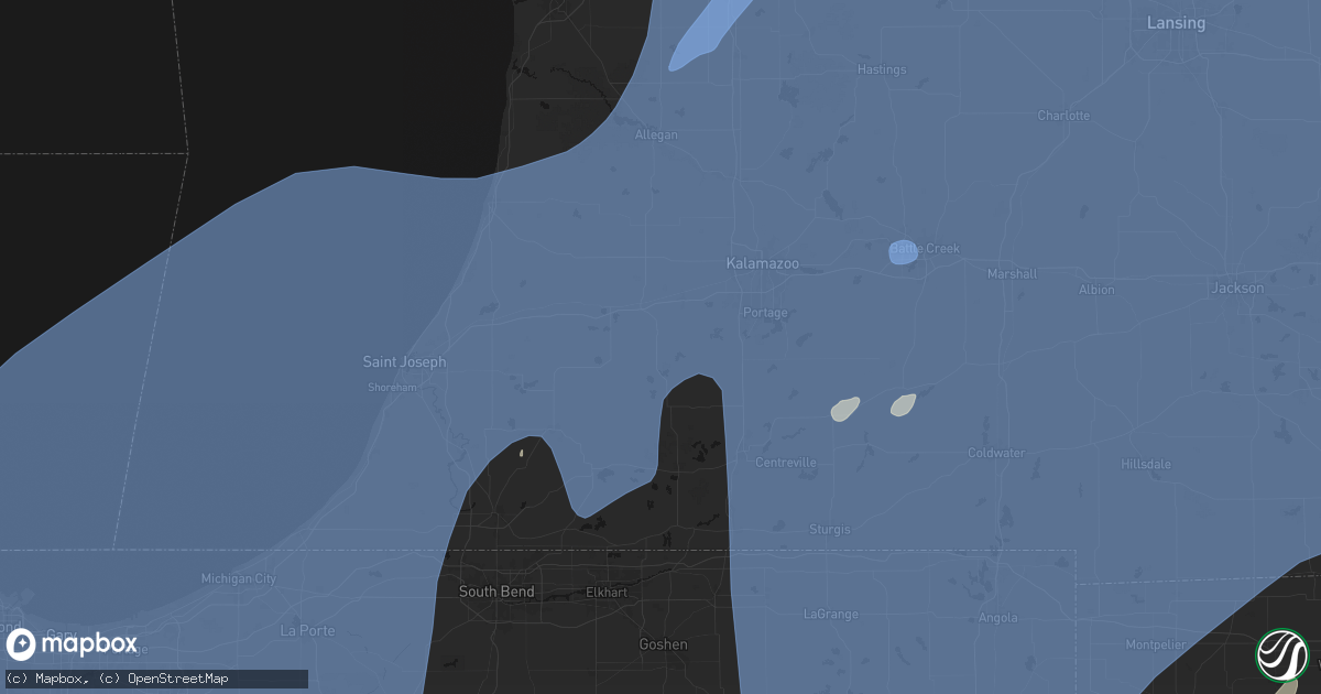 Hail map in Lawton, MI on May 18, 2026