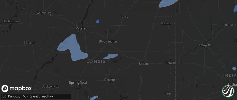 Hail map in Le Roy, IL on May 18, 2026