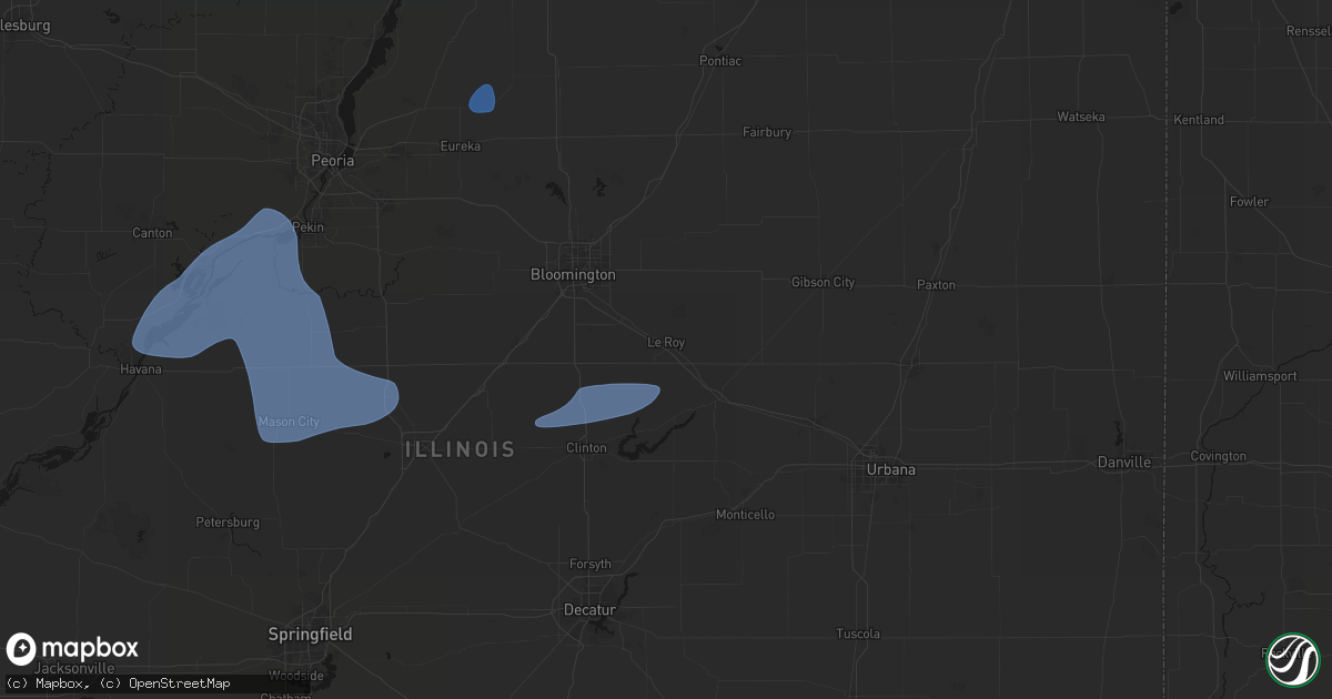 Hail map in Le Roy, IL on May 18, 2026