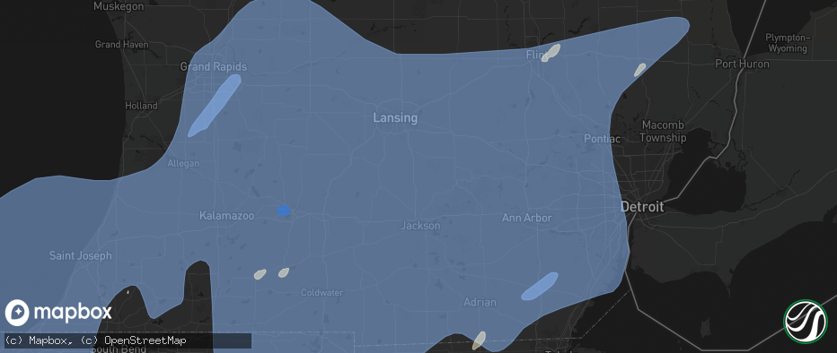 Hail map in Leslie, MI on May 18, 2026