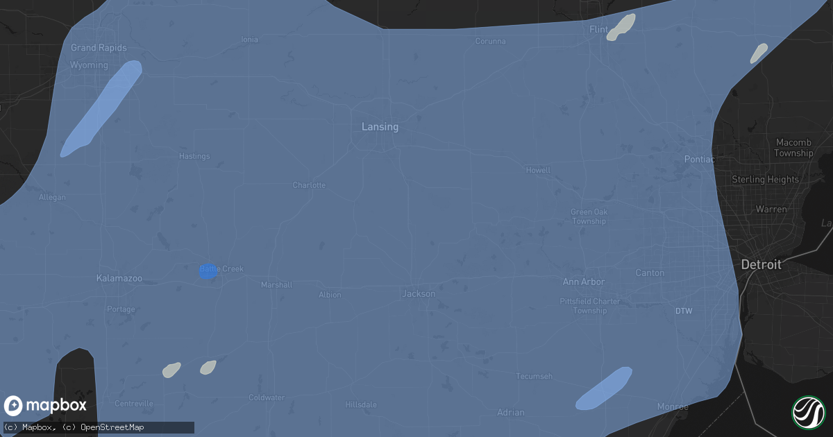 Hail map in Leslie, MI on May 18, 2026