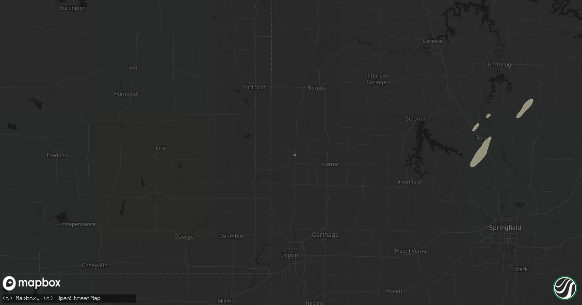 Hail map in Liberal, MO on May 18, 2026