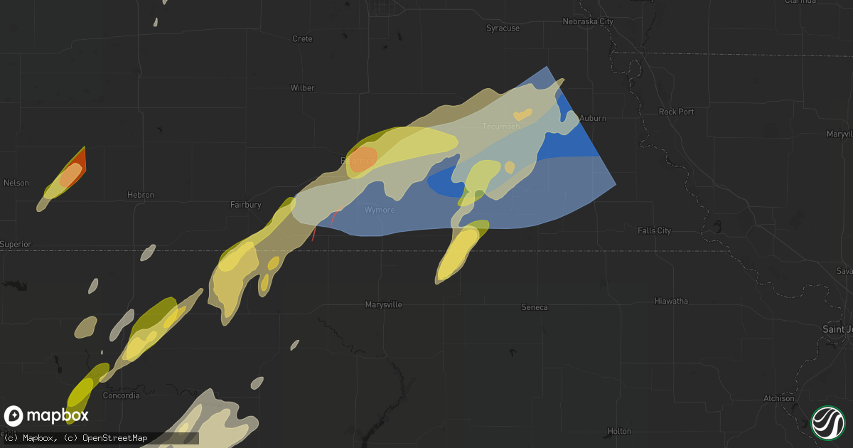 Hail map in Liberty, NE on May 18, 2026