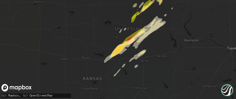 Hail map in Lincoln, KS on May 18, 2026
