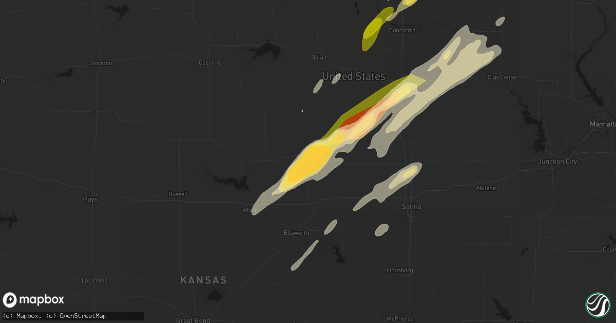 Hail map in Lincoln, KS on May 18, 2026