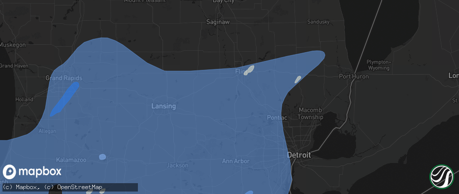 Hail map in Linden, MI on May 18, 2026
