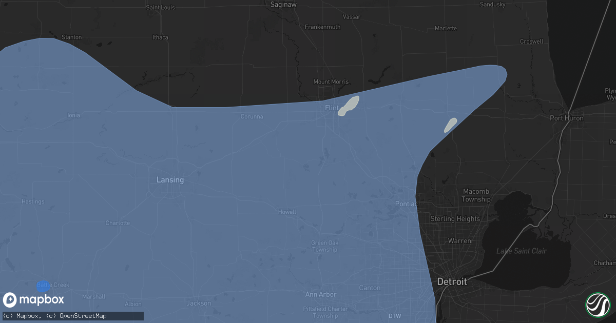 Hail map in Linden, MI on May 18, 2026