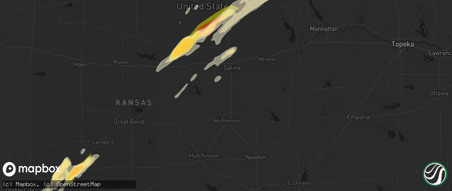 Hail map in Lindsborg, KS on May 18, 2026