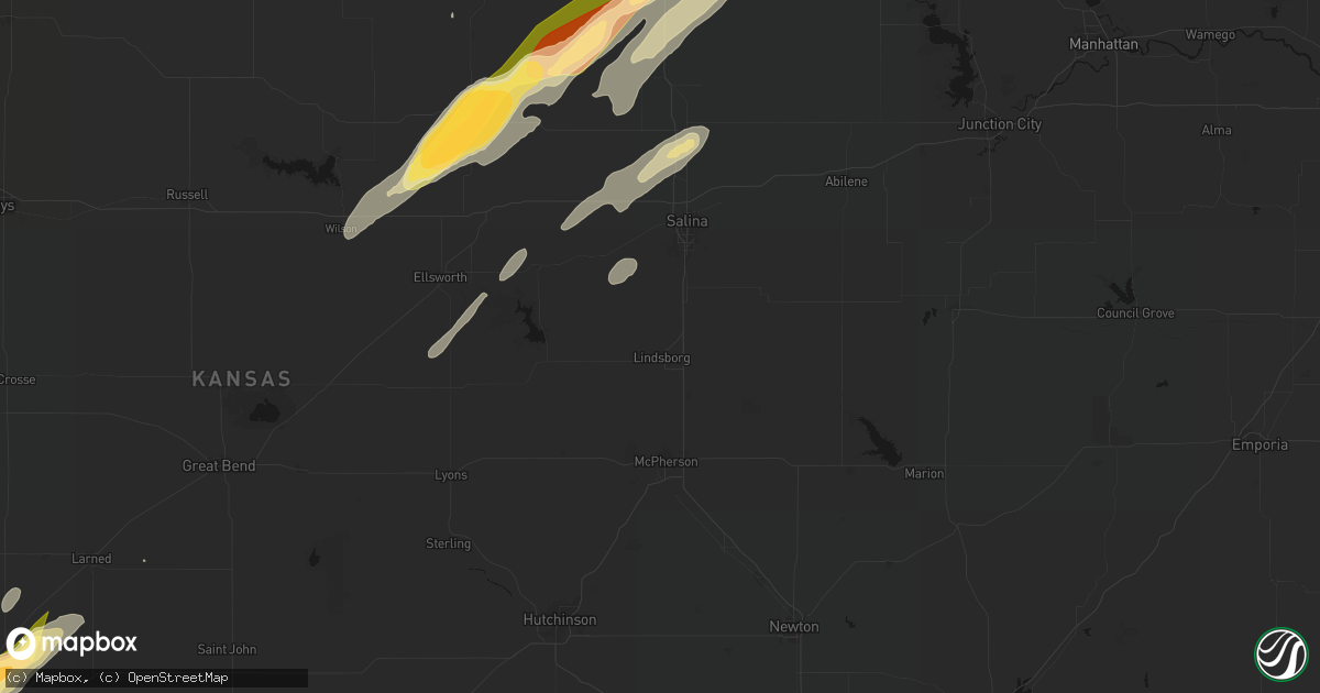 Hail map in Lindsborg, KS on May 18, 2026