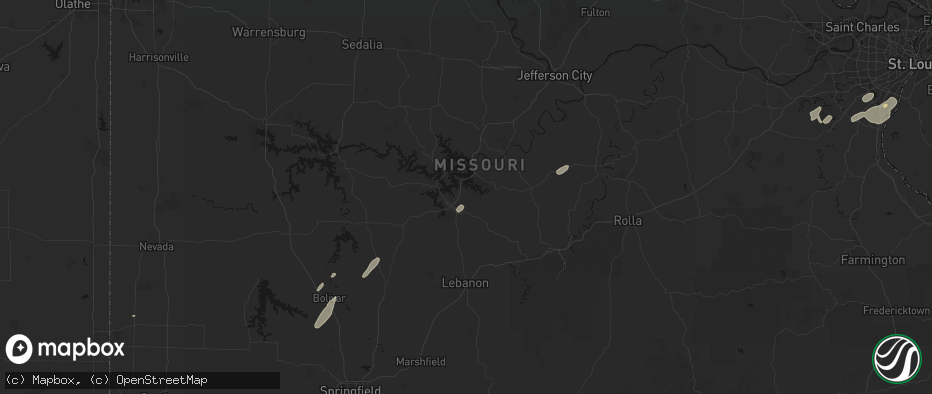 Hail map in Linn Creek, MO on May 18, 2026