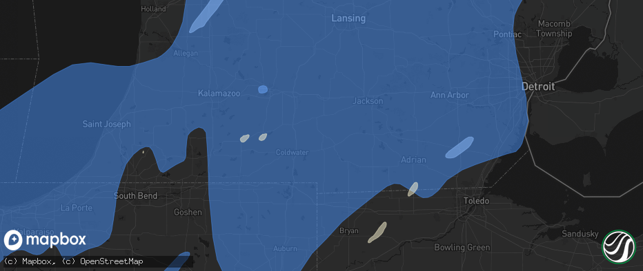 Hail map in Litchfield, MI on May 18, 2026