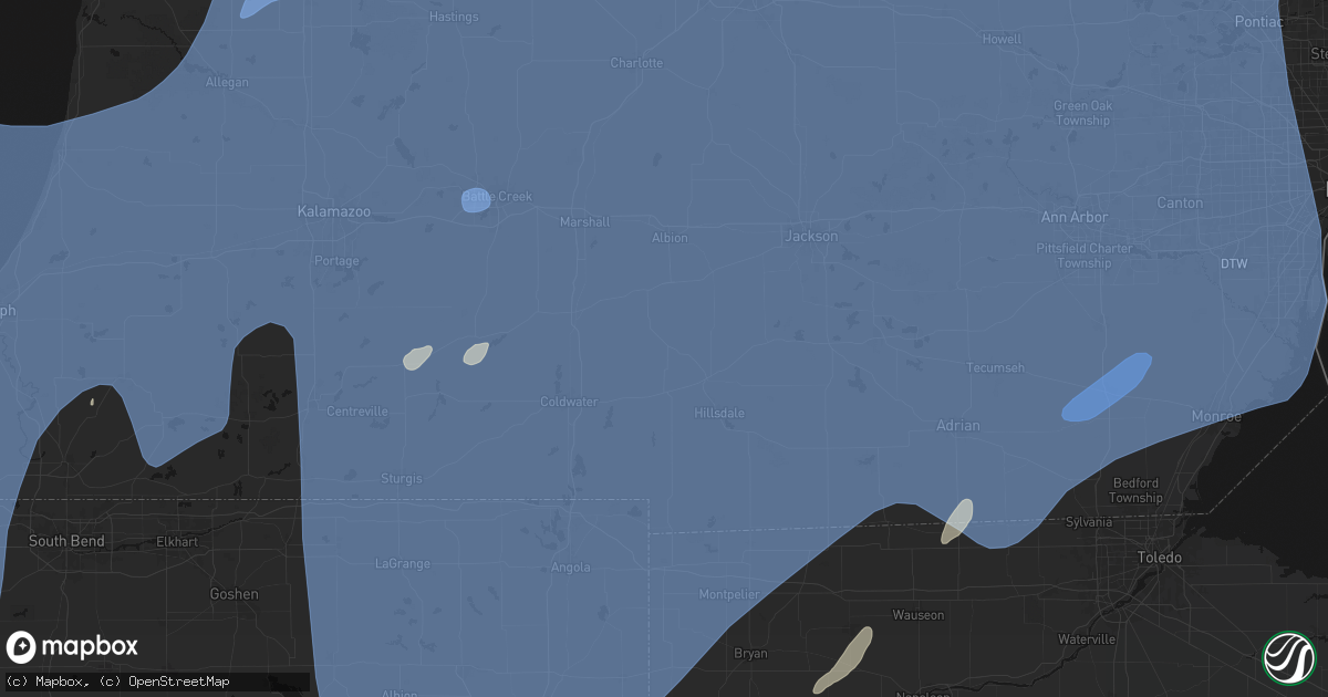 Hail map in Litchfield, MI on May 18, 2026