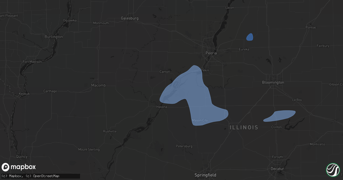 Hail map in Liverpool, IL on May 18, 2026