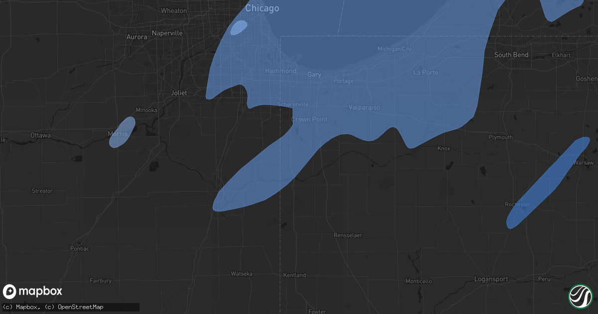 Hail map in Lowell, IN on May 18, 2026