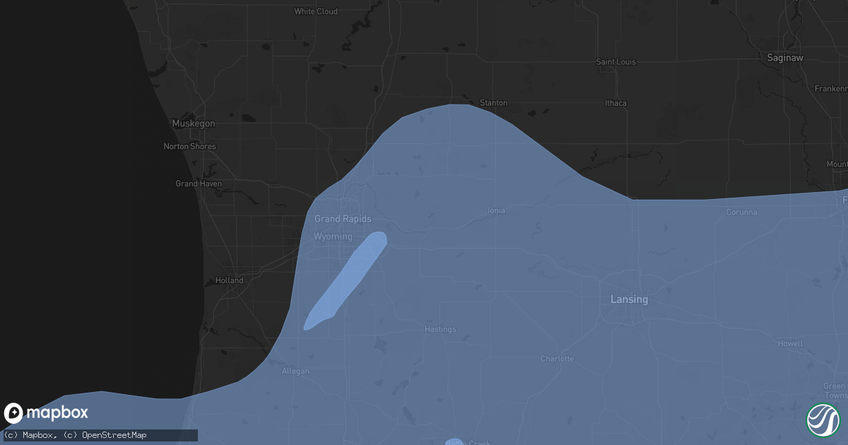 Hail map in Lowell, MI on May 18, 2026
