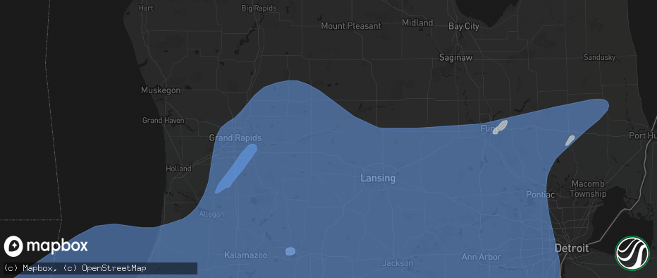 Hail map in Lyons, MI on May 18, 2026